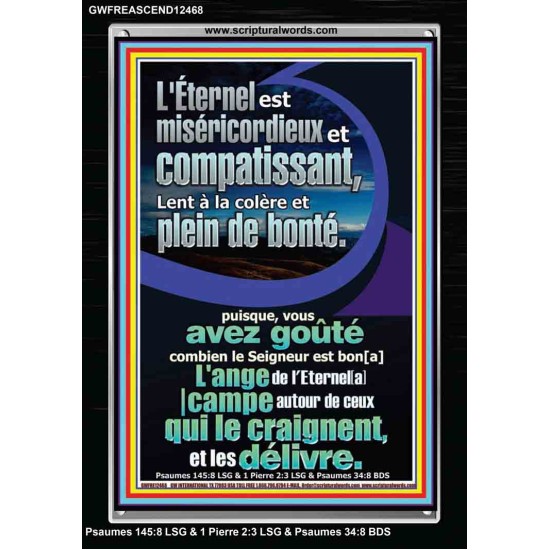 L'ange de l'Eternel[a] |campe autour de ceux qui le craignent, et les délivre. Cadre acrylique Verset biblique en ligne (GWFREASCEND12468) 