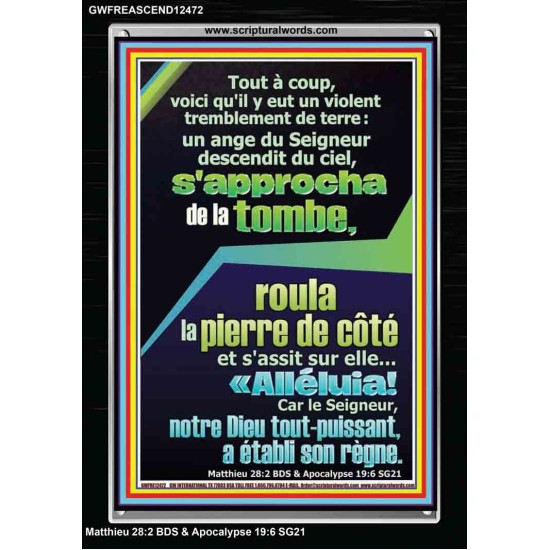 un violent tremblement de terre: un ange du Seigneur descendit du ciel, Cadre Acrylique Verset Biblique en ligne (GWFREASCEND12472) 