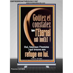 Goûtez et constatez |que l'Eternel est bon[b]!  Bannière rétractable puissance éternelle (GWFREBREAKTHROUGH11367) "31X84"