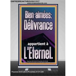 Bien-aimées; Délivrance appartient à L'Eternel. Écriture de bannière rétractable personnalisée (GWFREBREAKTHROUGH11517) "31X84"