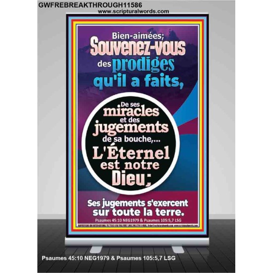 Souvenez-vous des prodiges qu'il a faits, De ses miracles et des jugements de sa bouche, Art de bannière rétractable de verset biblique (GWFREBREAKTHROUGH11586) 