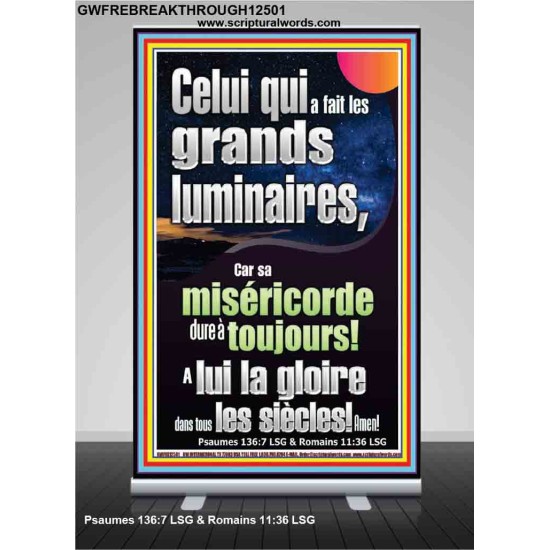 Celui qui a fait les grands luminaires, Cadeau de bannière pop-up avec image de verset biblique (GWFREBREAKTHROUGH12501) 