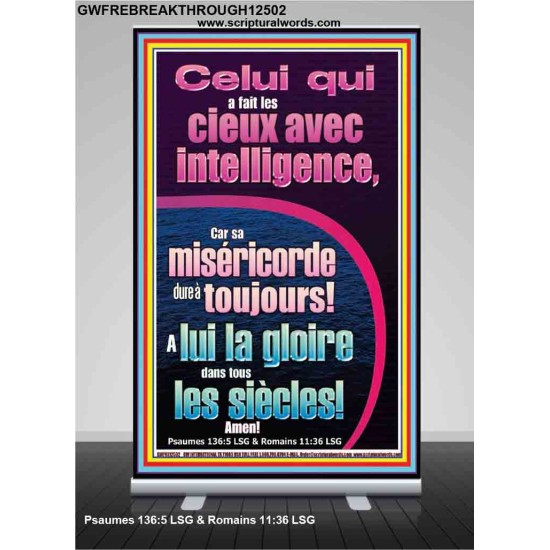 Celui qui a fait les cieux avec intelligence, Cadeau de bannière pop-up avec image de versets bibliques (GWFREBREAKTHROUGH12502) 