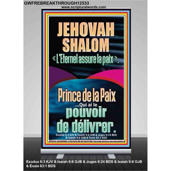 JEHOVAH SHALOM « L'Eternel assure la paix » Bannière pop-up scripturaire unique (GWFREBREAKTHROUGH12533) 
