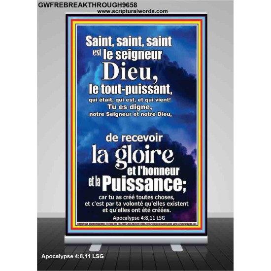 Saint, saint, saint est le Seigneur Dieu, le Tout-Puissant, œuvre d'art à bannière rétractable (GWFREBREAKTHROUGH9658) 