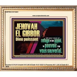 JEHOVAH EL GIBBOR Dieu puissant le pouvoir |de vous sauver[a]. Cadre en bois unique Power Bible (GWFRECOV12641) "23X18"