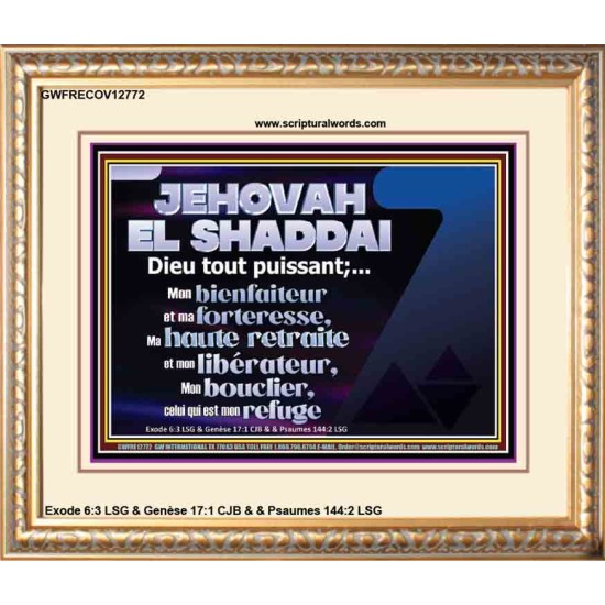 JEHOVAH  EL SHADDAI Dieu tout puissant;...Mon bienfaiteur et mon libérateur. Cadre d'art mural inspirant ultime (GWFRECOV12772) 