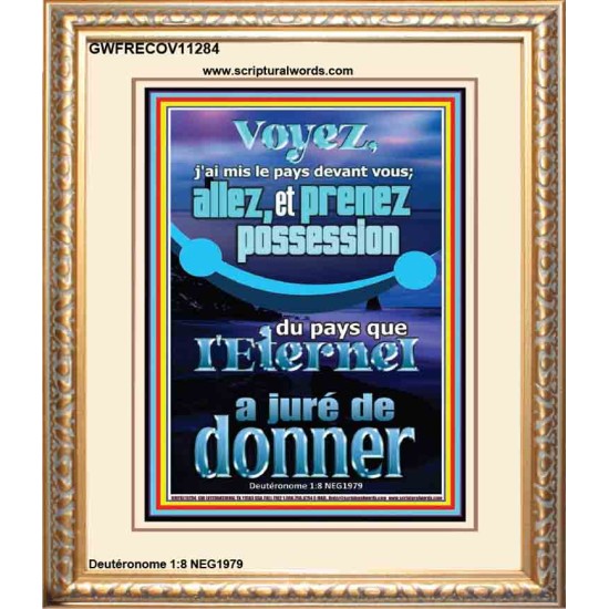 allez, et prenez possession du pays que l'Eternel a juré de donner Portrait Verset biblique en ligne (GWFRECOV11284) 