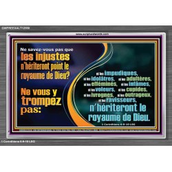 Ne savez-vous pas que les injustes n'hériteront point le royaume de Dieu? Cadre acrylique verset biblique (GWFREEXALT12558) 