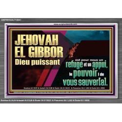 JEHOVAH EL GIBBOR Dieu puissant le pouvoir |de vous sauver[a]. Tableau d'art mural inspirant ultime (GWFREEXALT12641) "33x25"