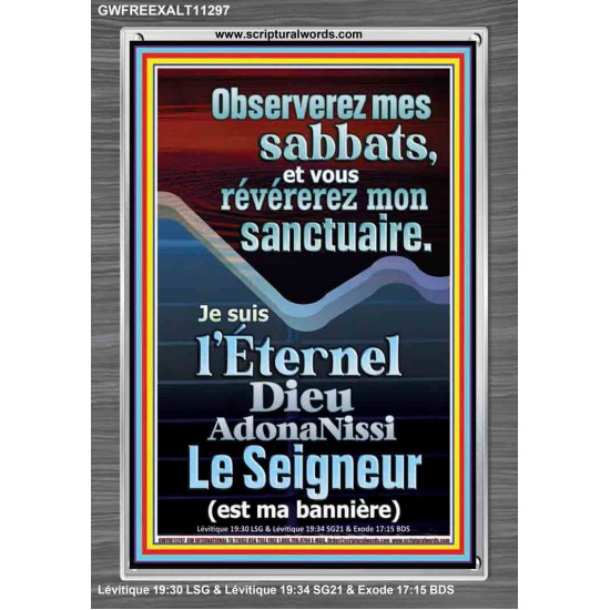 Observerez mes sabbats, et vous révérerez mon sanctuaire.  Cadre acrylique versets bibliques pour la maison en ligne (GWFREEXALT11297) 