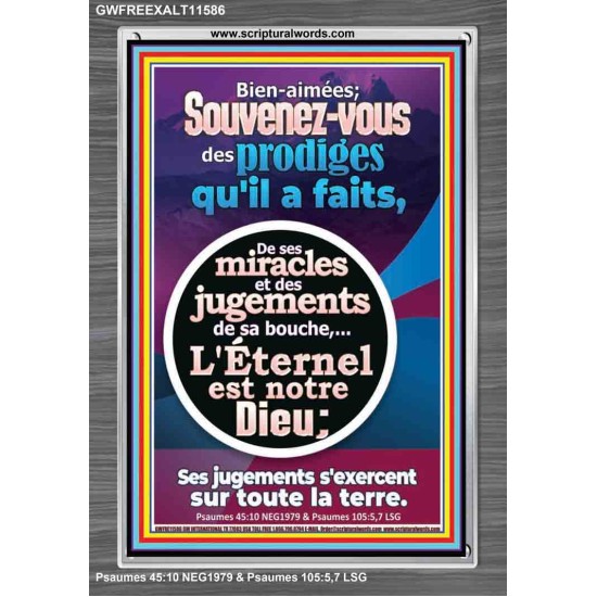 Souvenez-vous des prodiges qu'il a faits, De ses miracles et des jugements de sa bouche, Art du cadre acrylique versets bibliques (GWFREEXALT11586) 