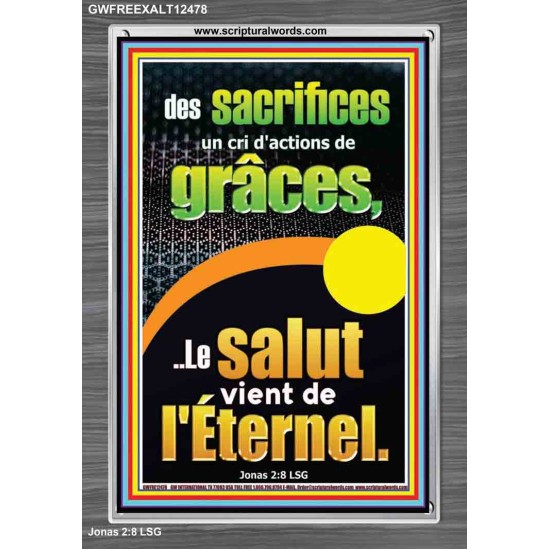 des sacrifices un cri d'actions de grâces, Cadre acrylique avec versets bibliques pour la maison en ligne (GWFREEXALT12478) 