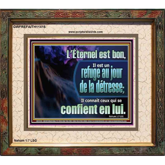 L'Éternel est un refuge au jour de la détresse. Cadre acrylique mural sanctuaire (GWFREFAITH11416) 