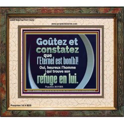 heureux l'homme |qui trouve son refuge en l'Eternel &oelig;uvre d'art chrétienne (GWFREFAITH11422) "18X16"