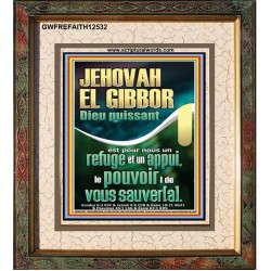 JEHOVAH EL GIBBOR Dieu puissant Art mural verset biblique (GWFREFAITH12532) "16X18"