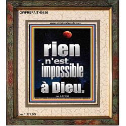 Car rien n'est impossible à Dieu. Portrait d'art mural inspirant ultime (GWFREFAITH9620) 