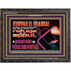 JEHOVAH  EL SHADDAI..Le Dieu tout-puissant le pouvoir |de vous sauver[a]. Cadre en bois d'art mural inspirant ultime (GWFREFAVOUR12639) "45X33"