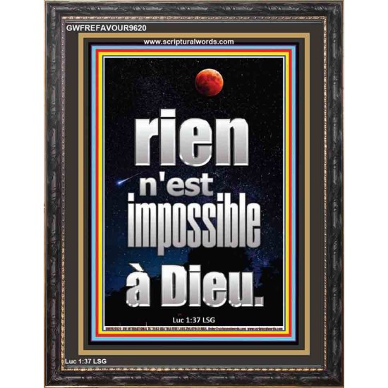 Car rien n'est impossible à Dieu. Portrait d'art mural inspirant ultime (GWFREFAVOUR9620) 