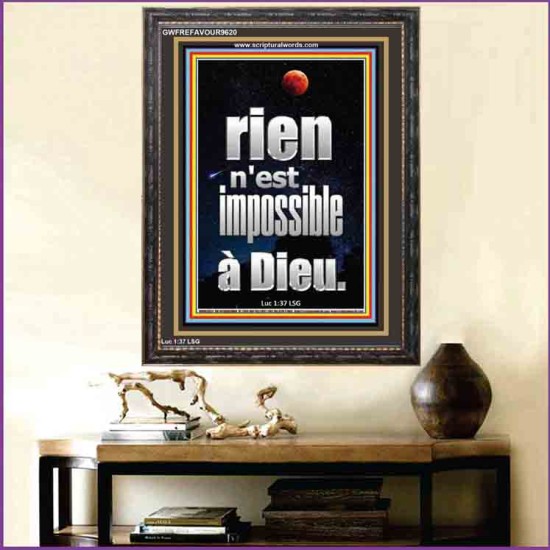 Car rien n'est impossible à Dieu. Portrait d'art mural inspirant ultime (GWFREFAVOUR9620) 