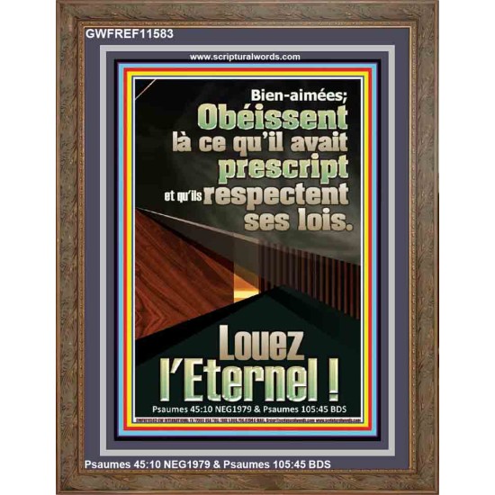 Obéissent |à ce qu'il avait prescript et qu'ils respectent Ses lois. Verset biblique de portrait personnalisé (GWFREF11583) 