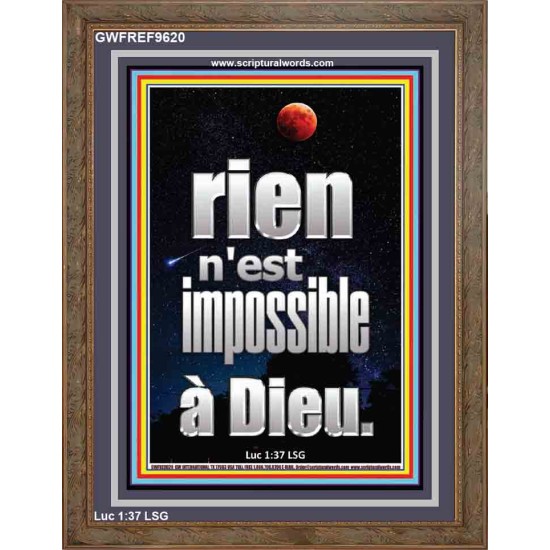 Car rien n'est impossible à Dieu. Portrait d'art mural inspirant ultime (GWFREF9620) 