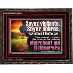 Soyez vigilants, Soyez sobres, veillez. Cadre de verset biblique (GWFREGLORIOUS12555) 