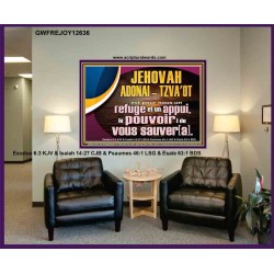 JEHOVAH ADONAI  TZVA'OT le pouvoir |de vous sauver[a]. Grand portrait d'art mural des Écritures (GWFREJOY12636) "49X37"
