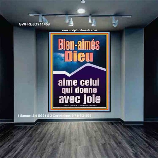 Dieu aime celui qui donne avec joie Art mural scripturaire (GWFREJOY11469) 