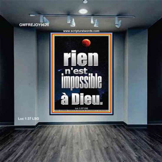 Car rien n'est impossible à Dieu. Portrait d'art mural inspirant ultime (GWFREJOY9620) 