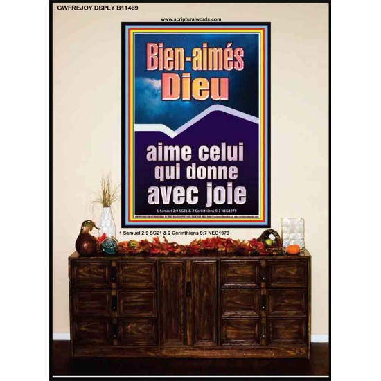 Dieu aime celui qui donne avec joie Art mural scripturaire (GWFREJOY11469) 