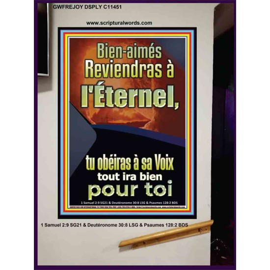 Retournez au Seigneur et obéissez à sa voix Portrait de versets bibliques pour la maison en ligne (GWFREJOY11451) 