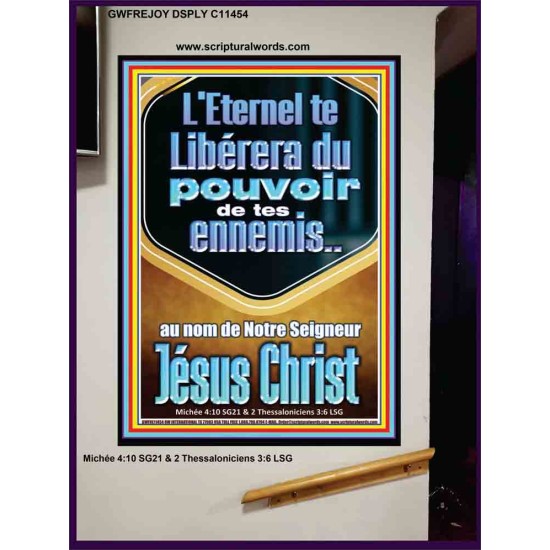 L'Eternel te Libérera du pouvoir de tes ennemis Grand portrait d'art mural des Écritures (GWFREJOY11454) 