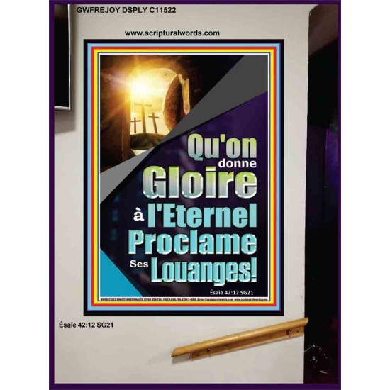 Qu'on donne Gloire à l'Eternel Proclame Ses Louanges! Art mural chrétien personnalisé (GWFREJOY11522) 