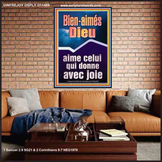 Dieu aime celui qui donne avec joie Art mural scripturaire (GWFREJOY11469) 