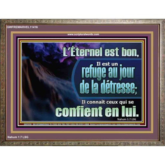 L'Éternel est un refuge au jour de la détresse. Cadre acrylique mural sanctuaire (GWFREMARVEL11416) 