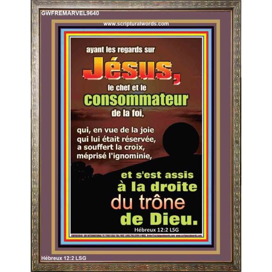 ayant les regards sur Jésus, le chef et le consommateur de la foi, Portrait d'art mural inspirant ultime (GWFREMARVEL9640) 