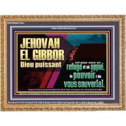 JEHOVAH EL GIBBOR Dieu puissant le pouvoir |de vous sauver[a]. Cadre en bois unique Power Bible (GWFREMS12641) "34X28"