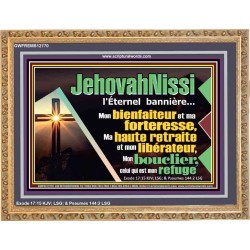 JehovahNissi l'Éternel  bannière...Mon bienfaiteur et ma forteresse, Cadre en bois pour chambre d'enfant (GWFREMS12770) 