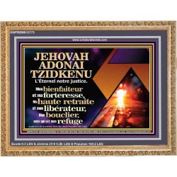 JEHOVAH ADONAI TZIDKENU L'Éternel notre justice....Mon bienfaiteur et ma forteresse, Cadre scripturaire unique (GWFREMS12773) "34X28"