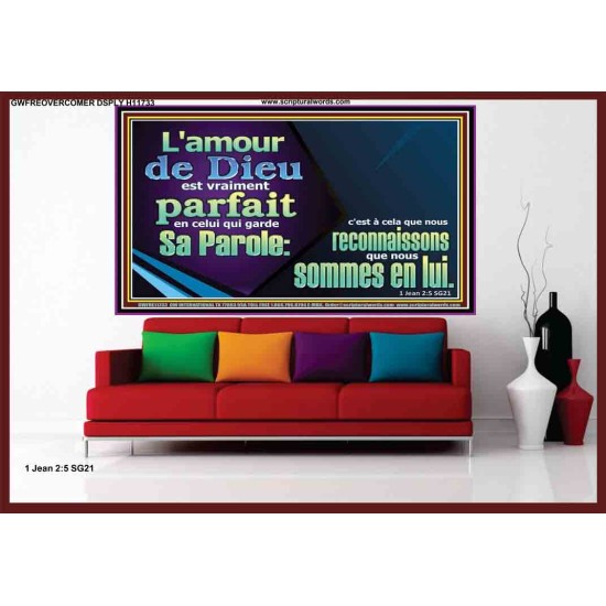 L'amour de Dieu est vraiment parfait en celui qui garde Sa Parole. Tirages d'art de portraits (GWFREOVERCOMER11733) 