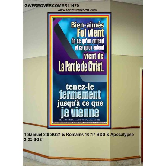 Foi vient de ce qu'on entend, et ce qu'on entend vient de La Parole de Christ Décor d'écriture de portrait (GWFREOVERCOMER11470) 