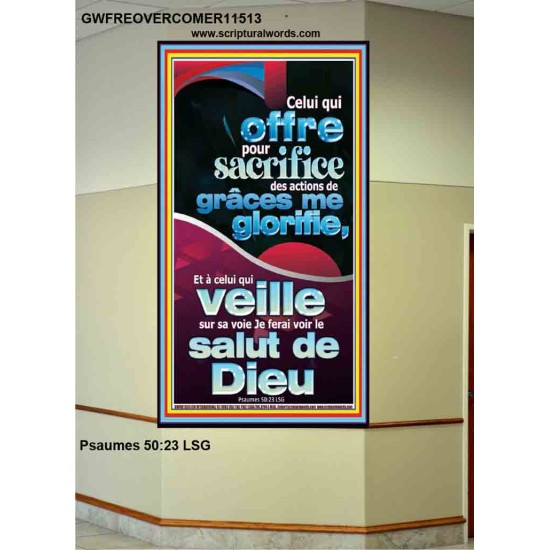 sacrifice des actions de grâces me glorifie, Décoration murale personnalisée (GWFREOVERCOMER11513) 