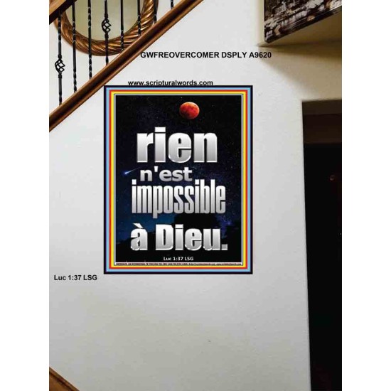 Car rien n'est impossible à Dieu. Portrait d'art mural inspirant ultime (GWFREOVERCOMER9620) 