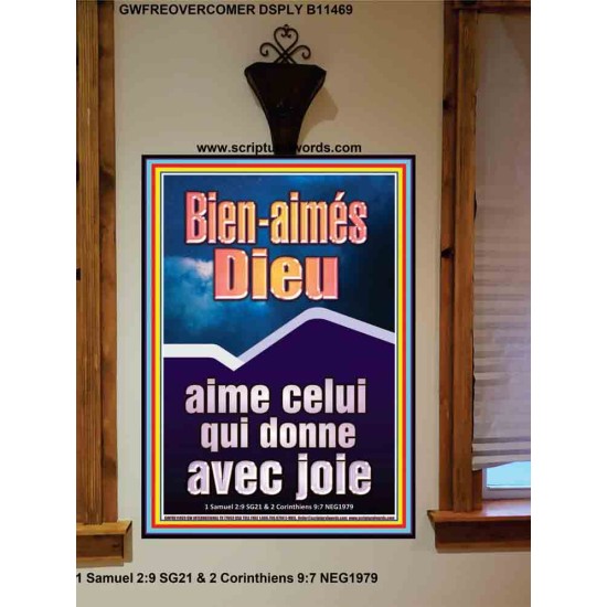 Dieu aime celui qui donne avec joie Art mural scripturaire (GWFREOVERCOMER11469) 