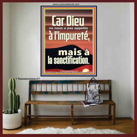 Car Dieu ne nous a pas appelés à l'impureté, mais à la sanctification Portrait mural de chambre d'amis (GWFREOVERCOMER11249) 