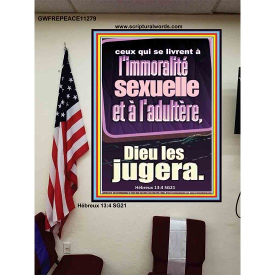 ceux qui se livrent à l'immoralité sexuelle et à l'adultère, Dieu les jugera. Affiche d'art et affiche murale (GWFREPEACE11279) 