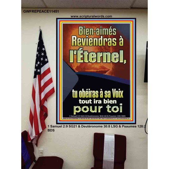 Retournez au Seigneur et obéissez à sa voix Affiche de versets bibliques pour la maison en ligne (GWFREPEACE11451) 