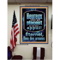 Heureux ceux qui placent en toi leur appui! Éternel, Dieu des armées. Affiche Art des versets bibliques (GWFREPEACE11459) 