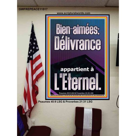 Bien-aimées; Délivrance appartient à L'Eternel. Écriture d'affiche personnalisée (GWFREPEACE11517) 